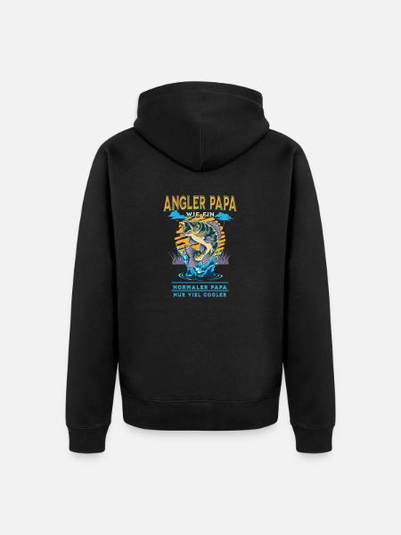 Angler Papa Vater Angeln Spruch Vatertag - Unisex Premium Bio Zip Hoodie - Schwarz