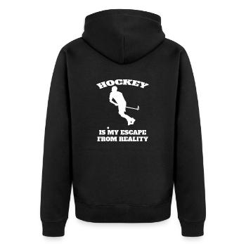 Floorball Hockey Joueur Cadeau Hockey sur gazon - Veste à capuche bio Premium Unisexe - noir - Dos - Nico (187cm)