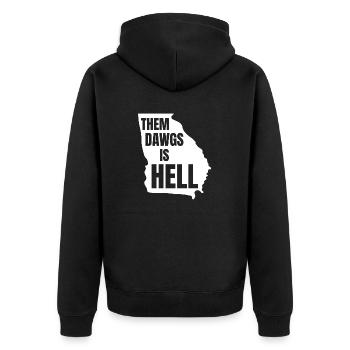 Design 5 - Unisex Premium Organic Zip Hoodie - black - Back - Nico (187cm)