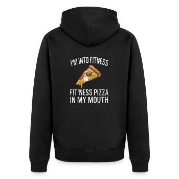 Funny I'm Into Fitness Pizza In My Mouth - Unisex Premium Bio Zip Hoodie - Schwarz - Hinten - Nico (187cm)
