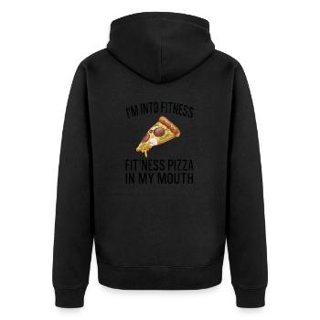 Funny I'm Into Fitness Pizza In My Mouth - Unisex Premium Organic Zip Hoodie - black - Back - Nico (187cm)