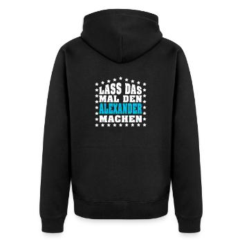 Lass das mal den STEFAN machen Vornamen Spruch - Unisex Premium Bio Zip Hoodie - Schwarz - Hinten - Nico (187cm)