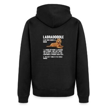 Labradoodle Dog - Unisex Premium Organic Zip Hoodie - black - Back - Nico (187cm)