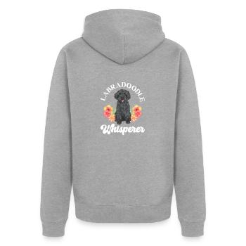 Labradoodle Hund - Unisex Premium Bio Zip Hoodie - Grau meliert - Hinten - Nico (187cm)