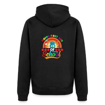 School Tshirt First Day of School - Unisex Premium Bio Zip Hoodie - Schwarz - Hinten - Nico (187cm)