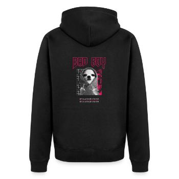Bad Boy Dog Streetwear - Unisex Premium Bio Zip Hoodie - Schwarz - Hinten - Nico (187cm)