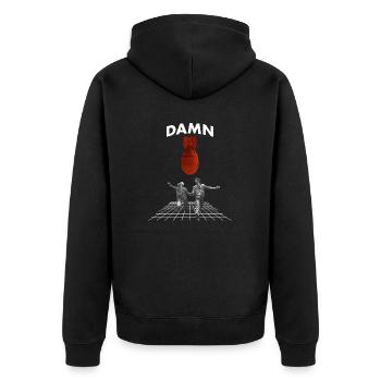 Damn Bomb Streetwear - Unisex Premium Bio Zip Hoodie - Schwarz - Hinten - Nico (187cm)