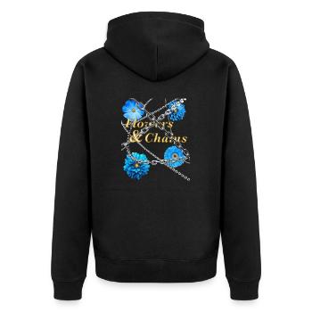 Flowers and Chains - Unisex Premium Bio Zip Hoodie - Schwarz - Hinten - Nico (187cm)