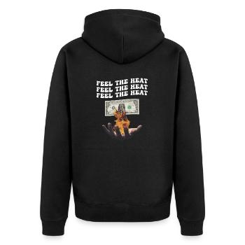 Feel the Heat - Unisex Premium Bio Zip Hoodie - Schwarz - Hinten - Nico (187cm)
