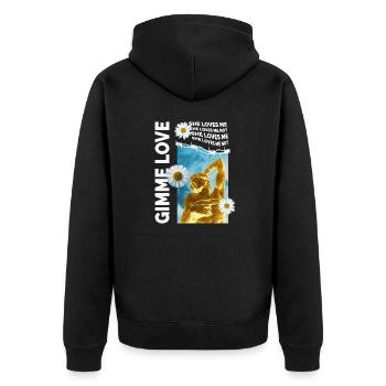 Gimme Love Flower - Unisex Premium Bio Zip Hoodie - Schwarz - Hinten - Nico (187cm)