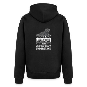 Labradoodle Dog - Unisex Premium Organic Zip Hoodie - black - Back - Nico (187cm)