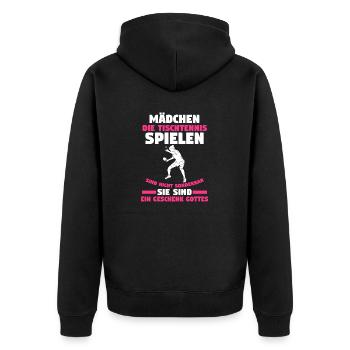 Tischtennisspieler Tischtennis - Unisex Premium Bio Zip Hoodie - Schwarz - Hinten - Nico (187cm)