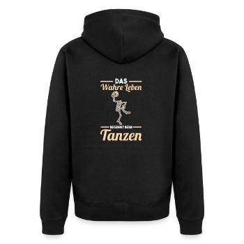 Tanzen Party Musik Tänzer - Unisex Premium Bio Zip Hoodie - Schwarz - Hinten - Nico (187cm)