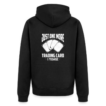 Just one more trading card I promise Card Collecto - Unisex Premium Bio Zip Hoodie - Schwarz - Hinten - Nico (187cm)