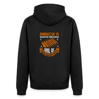 BARBECUE IS THE THIRD RAIL OF NORTH CAROLINA - Unisex Premium Organic Zip Hoodie - black - Back - Nico (187cm)