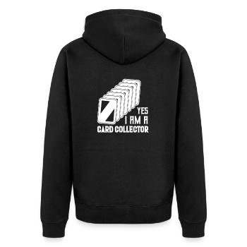 Yes, I Am A Card Collector TCG Trading Cards - Unisex Premium Bio Zip Hoodie - Schwarz - Hinten - Nico (187cm)