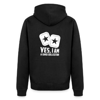 Yes, I Am A Card Collector Trading Cards TCG - Unisex Premium Bio Zip Hoodie - Schwarz - Hinten - Nico (187cm)