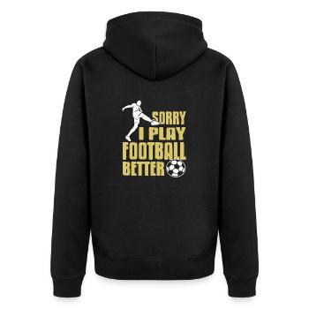 Désolé je joue au football mieux rétro drôle joueur - Veste à capuche bio Premium Unisexe - noir - Dos - Nico (187cm)