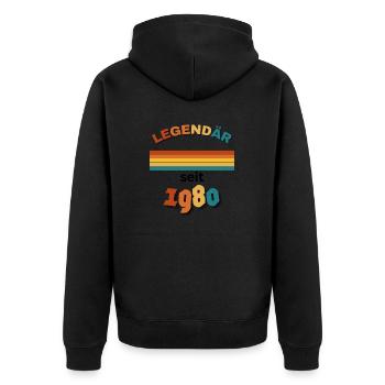 43th Birthday Man Woman 43 Years 1980 Geschenkidee - Unisex Premium Bio Zip Hoodie - Schwarz - Hinten - Nico (187cm)