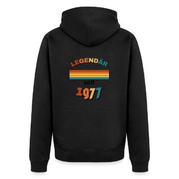 46th Birthday Man Woman 46 Years 1977 Geschenkidee - Unisex Premium Bio Zip Hoodie - Schwarz - Hinten - Nico (187cm)