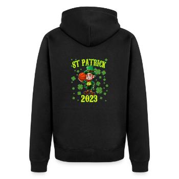 Enfants Basketball St Patricks Day Lucky Basketball - Veste à capuche bio Premium Unisexe - noir - Dos - Nico (187cm)