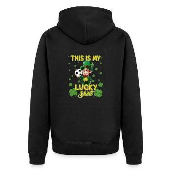 Lucky Leprechaun Kids Soccer St Patricks Day - Veste à capuche bio Premium Unisexe - noir - Dos - Nico (187cm)