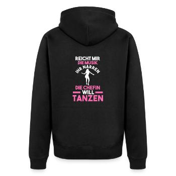 Tanzen Party Musik Tänzer - Unisex Premium Bio Zip Hoodie - Schwarz - Hinten - Nico (187cm)