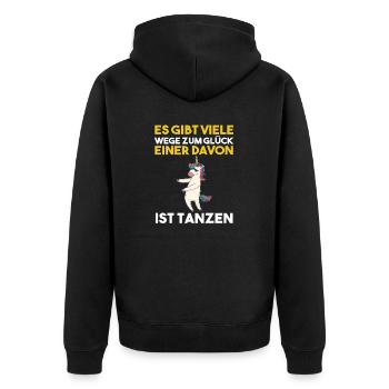 Tanzen Party Einhorn Musik Tänzer - Unisex Premium Bio Zip Hoodie - Schwarz - Hinten - Nico (187cm)