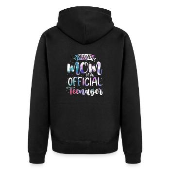 Fière maman d’un adolescent officiel de 13 ans. - Veste à capuche bio Premium Unisexe - noir - Dos - Nico (187cm)