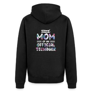 Fière maman d’un adolescent officiel de 13 ans. - Veste à capuche bio Premium Unisexe - noir - Dos - Nico (187cm)