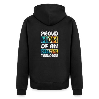 Fière maman d’un adolescent officiel de 13 ans. - Veste à capuche bio Premium Unisexe - noir - Dos - Nico (187cm)