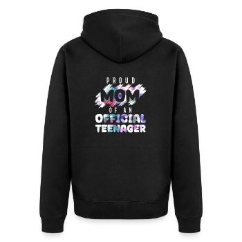 Fière maman d’un adolescent officiel de 13 ans. - Veste à capuche bio Premium Unisexe - noir - Dos - Nico (187cm)