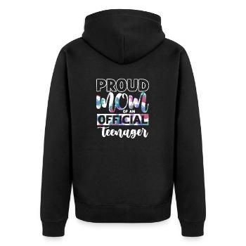 Fière maman d’un adolescent officiel de 13 ans. - Veste à capuche bio Premium Unisexe - noir - Dos - Nico (187cm)