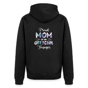 Fière maman d’un adolescent officiel de 13 ans. - Veste à capuche bio Premium Unisexe - noir - Dos - Nico (187cm)