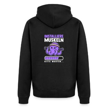 Muskeln Sport Fitness Gewichtheben Tintenfisch - Unisex Premium Bio Zip Hoodie - Schwarz - Hinten - Nico (187cm)