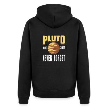 Retro PLUTO 1930 - 2006 Never Forget Funny Planet - Unisex Premium Organic Zip Hoodie - black - Back - Nico (187cm)