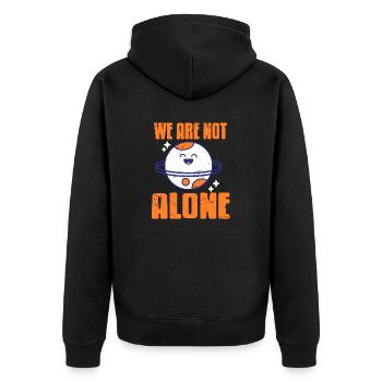We Are Not Alone Retro Vintage Space Planets - Unisex Premium Bio Zip Hoodie - Schwarz - Hinten - Nico (187cm)