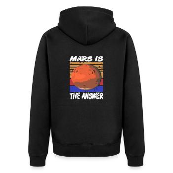 MARS Is The Answer Retro Vintage Funny Planet - Unisex Premium Organic Zip Hoodie - black - Back - Nico (187cm)