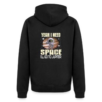 Yeah I Need Space I'll Go To Jupiter Retro Funny - Unisex Premium Organic Zip Hoodie - black - Back - Nico (187cm)
