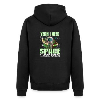 Oui j’ai besoin d’espace je vais aller à saturne rétro drôle - Veste à capuche bio Premium Unisexe - noir - Dos - Nico (187cm)