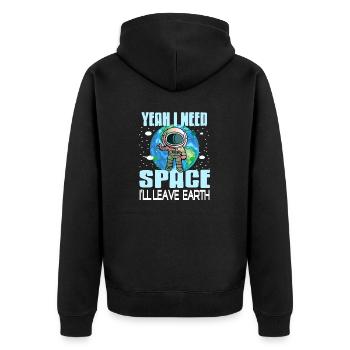 Yeah I Need Space I'll Leave EARTH Retro Funny - Unisex Premium Organic Zip Hoodie - black - Back - Nico (187cm)