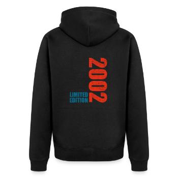 21th Birthday Boy Girl 21 Years 2002 Funny Gift - Unisex Premium Bio Zip Hoodie - Schwarz - Hinten - Nico (187cm)