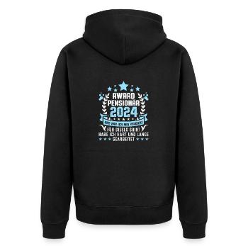Rentner 2024 Pensionär Ruhestand Spruch - Unisex Premium Bio Zip Hoodie - Schwarz - Hinten - Nico (187cm)