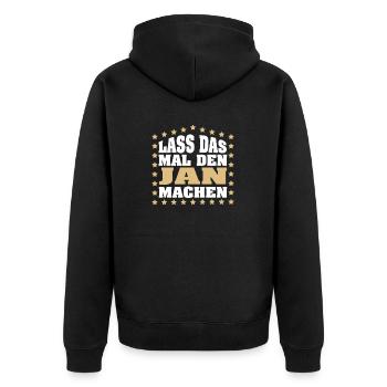 Lass das mal den JAN machen Vornamen Spruch Herren - Unisex Premium Bio Zip Hoodie - Schwarz - Hinten - Nico (187cm)