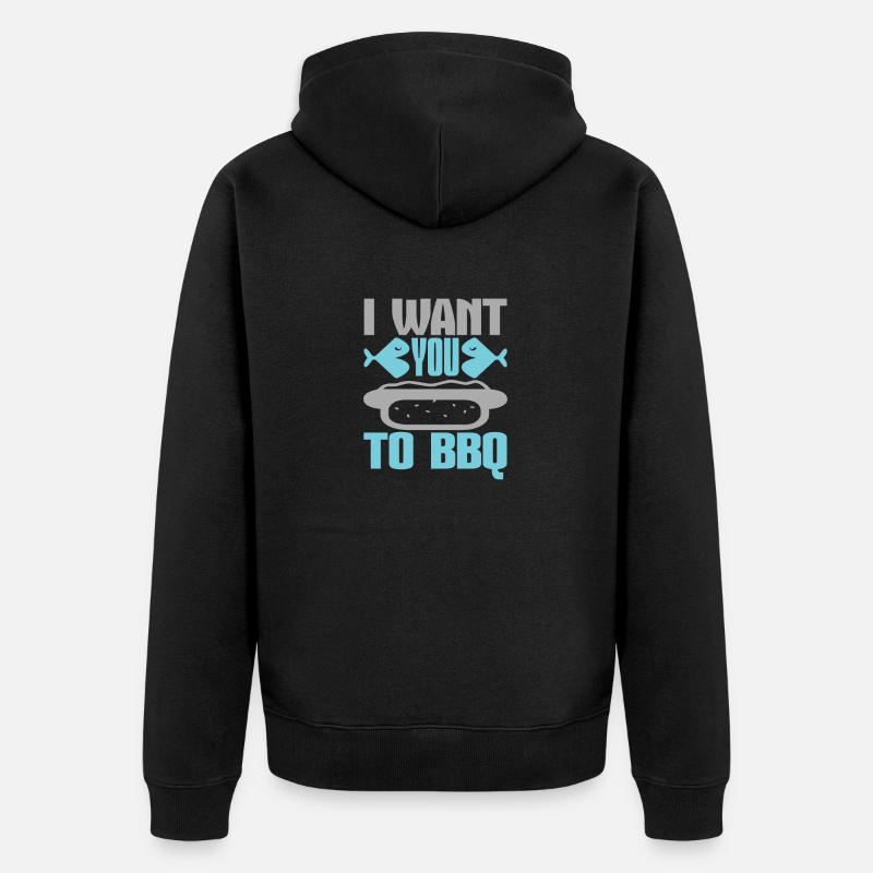 ICH MÖCHTE, DASS DU GRILLST - Unisex Premium Bio Zip Hoodie - Schwarz