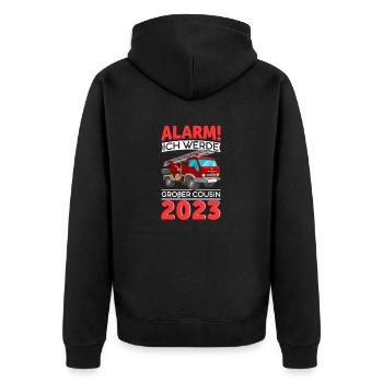 Alarme pour enfants Je vais être Big Cousin 2023 - Veste à capuche bio Premium Unisexe - noir - Dos - Nico (187cm)