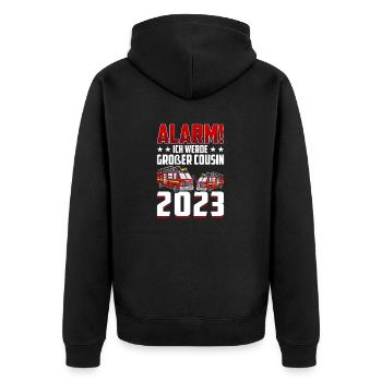 Alarme pour enfants Je vais être Big Cousin 2023 - Veste à capuche bio Premium Unisexe - noir - Dos - Nico (187cm)