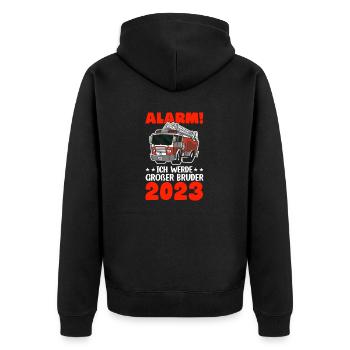 Alarme pour enfants Je vais être Big Cousin 2023 - Veste à capuche bio Premium Unisexe - noir - Dos - Nico (187cm)