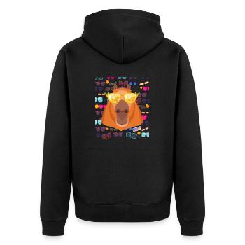 Capy Sunglasses Capybara with Funny Sunglasses - Unisex Premium Organic Zip Hoodie - black - Back - Nico (187cm)