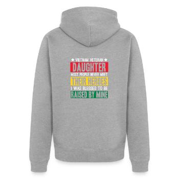 Stolze Tochter Eines Vietnam-veteranen - Unisex Premium Bio Zip Hoodie - Grau meliert - Hinten - Nico (187cm)